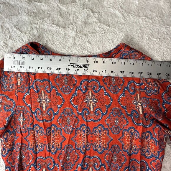 Desigual Women's Tina Dress Size 38 Red/Blue Paisley Print 3/4 Sleeve Mini Shift - Picture 6 of 9